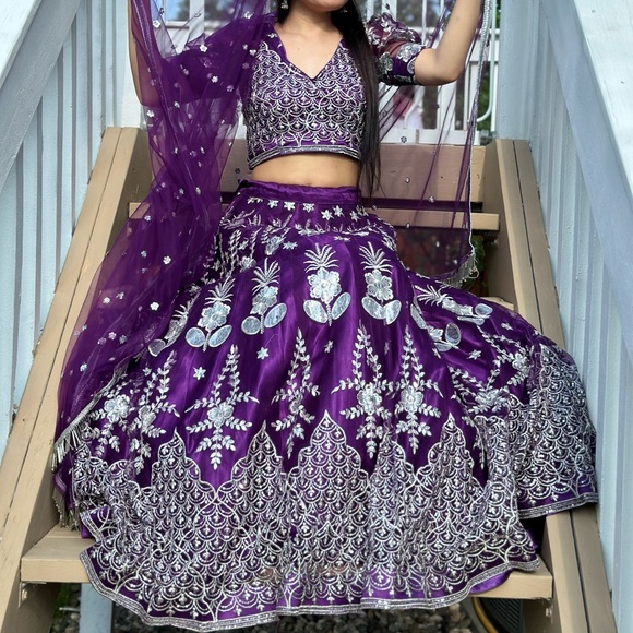 Other - Elegant Purple Embroidered Lehenga Choli with Dupatta